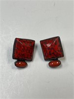 RED STONE 925? EARRINGS