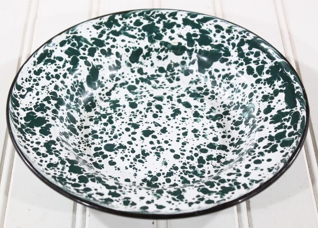 Green & White Enamel Plate