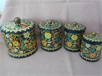 4- piece made in England canister set, one top is
