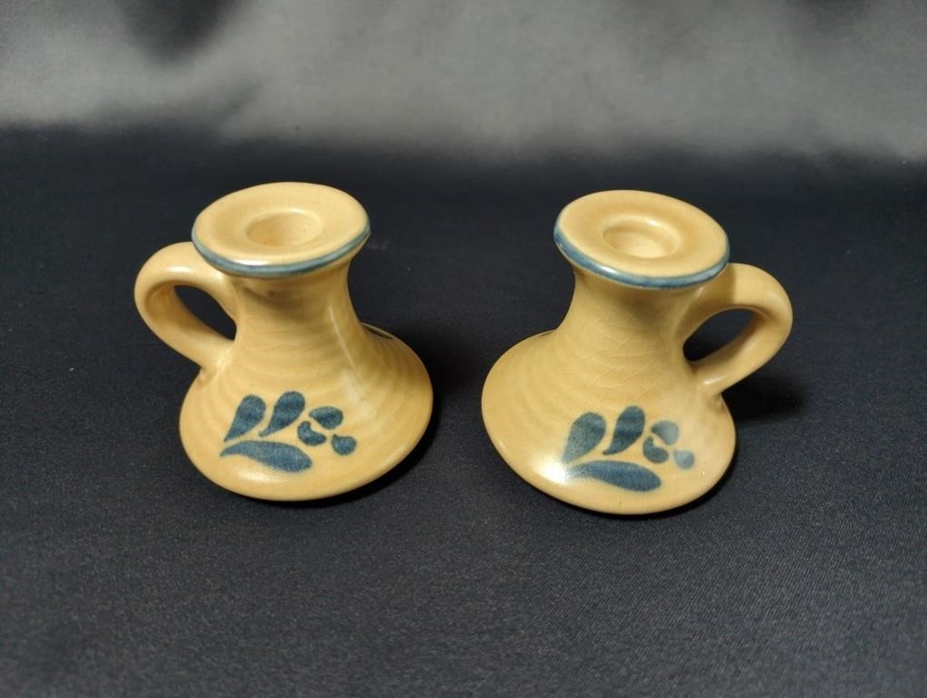 Set of 2 Pfaltzgraff Folk Art Taper Candle Holders