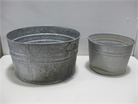 Two Galvanized Pails Largest 19.5"x 10.5" See Info