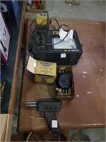 Group of solder iron, monkey clamp, fish finder