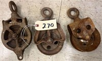 3 Cast Iron Pulleys