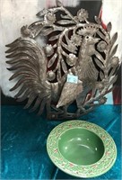 11 - ROOSTER WALL DECOR & HOLLY BOWL (E31)