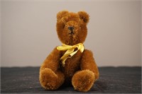 Vintage East German Teddy Bear with Yellow Bow