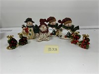 Holiday Snowmen figurines and Candleholders