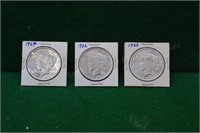 (3) Nice Peace Silver Dollars 1922,23,24