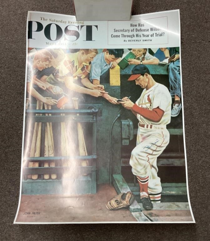 Autographed Stan Musial poster 30x40