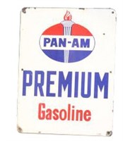 Porcelain Pan Am Premium Gasoline Pump Plate Sign