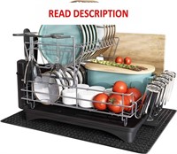 MAJALIS Dish Drying Rack  2 Tier  Grey.