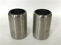 Pair of stainless insulated beer can coolers