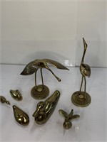 Flat of solid brass small ducks, pheasant