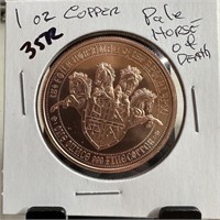 1OZ COPPER BULLION ROUND PALE HORSE OF DEATH