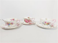 3 - SHELLEY CUPS & SAUCERS