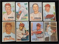 (8) 1951 Bowman Phillies Baseball Cards