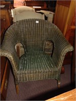 Wicker Chair 33" H x 30" W Deep Green chair