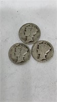 (3) Mercury dimes 1918-1927