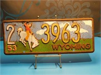 Plaque Immatriculation Wyoming 1953
