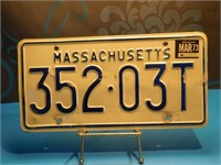 Plaque Immatriculation Massachusetts 1973