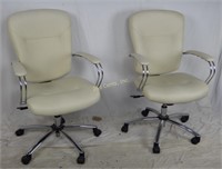 Pair Of Modern Cream / Chrome Adjustable Chairs