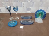 Vintage blue glass pieces