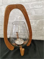 Wood and Glass Hurricane Candle Stand