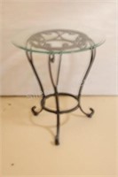 Bronze Finish Scroll Glass Top Table