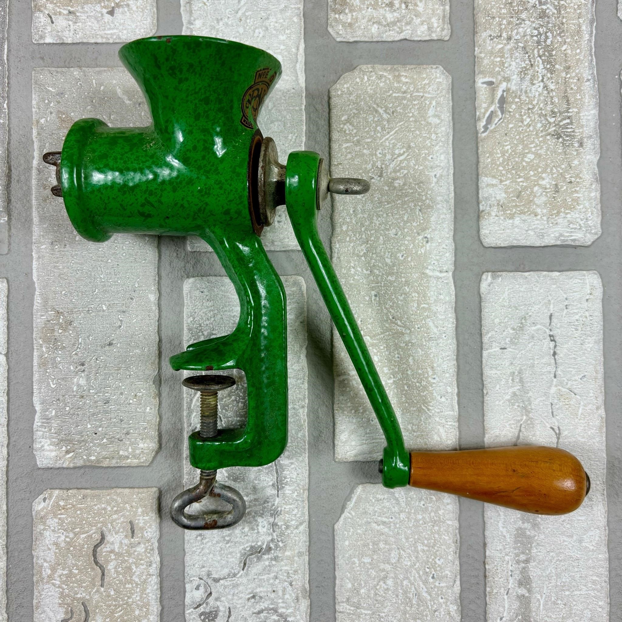 Green Porcelain Meat Grinder, 1930s