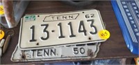 TENNESSEE LICENSE PLATES - 1950 -62