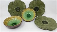 Glazed Stoneware Footed Bowl Congee Poppy Plates