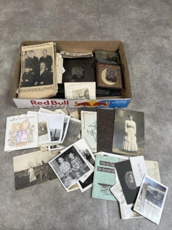 Vintage photos, albums, and newspaper clippings