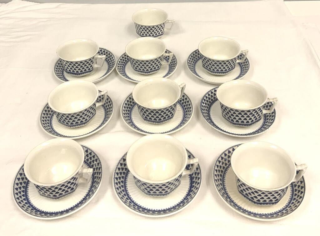 Nine Sets of  Adams Wedgwood Cups and Saucers