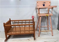Small Doll High Chair & Crib