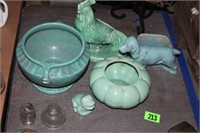 green pottery planters