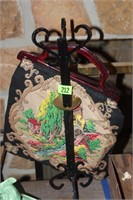 doll coat rack cast iron and old purse