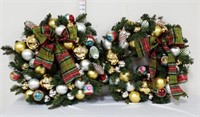 (2) Christmas Wreaths w/Ornaments