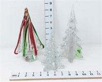 Glass Art Swirl & Clear Glass Christmas Trees