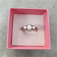 Sterling Silver Ring w Pearl settings size 9