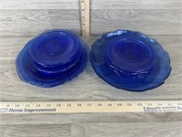 (11) Assorted Blue Glass Plates