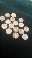 Lot of 16 Silver Quarters 1953