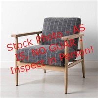 Upholstered natural wood accent chair