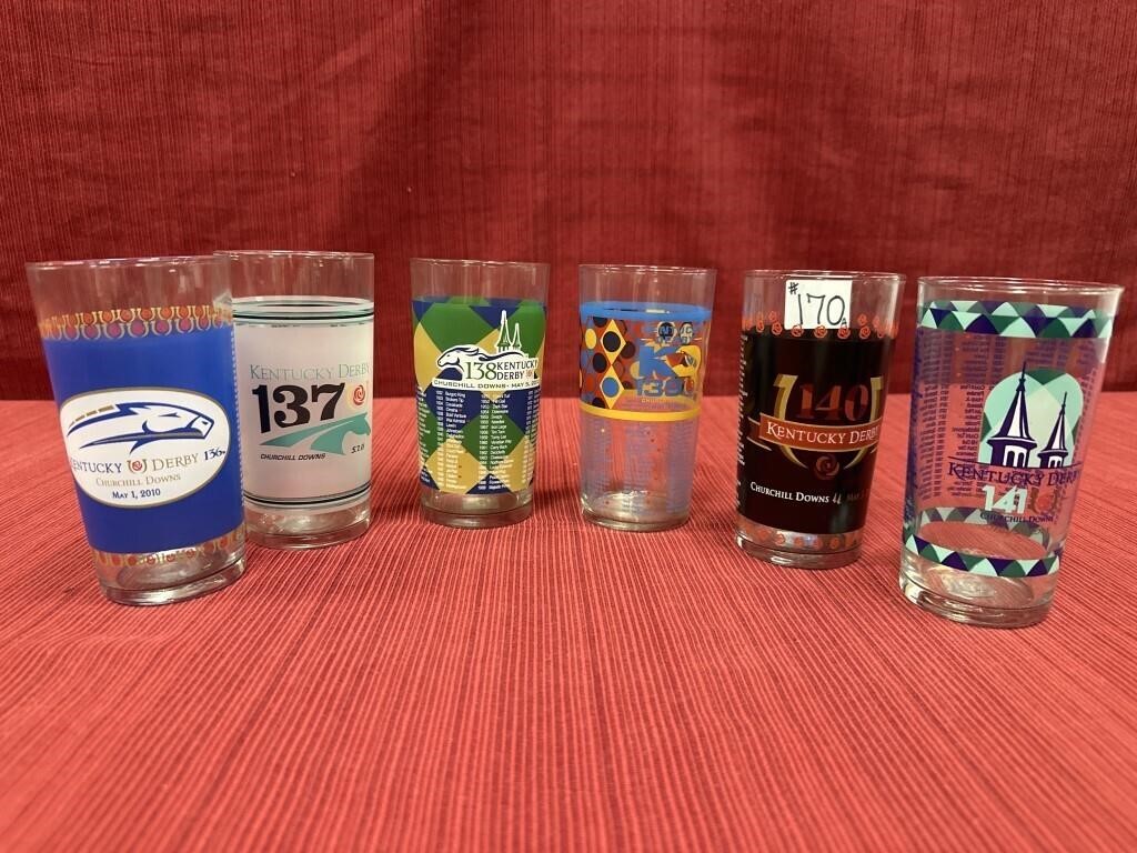 Six Official Kentucky Derby Mint Julep Glasses: