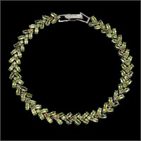 Natural Marquise Peridot & Sapphire Bracelet