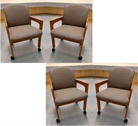 4 > HARDWOOD PEAR FINISH OFFICE CHAIRS on CASTERS