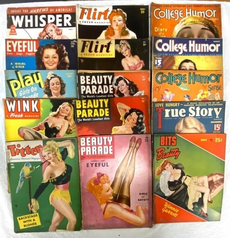 Fifteen Vintage Risque Magazines