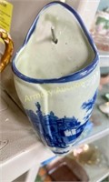 BLUE DECORATED POTTERY WALLPOCKET
