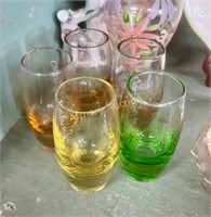CARNIVAL CRUISE COLORED GLASS SHOT GLASSES