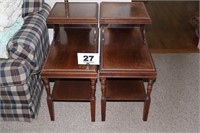 PAIR OF MAHOGANY STEPPED END TABLES