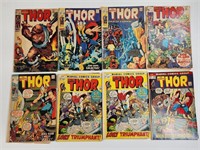 8) VINTAGE MARVEL THE MIGHTY THOR COMIC BOOKS