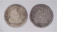 2 - 1891 Seated Liberty Quarters